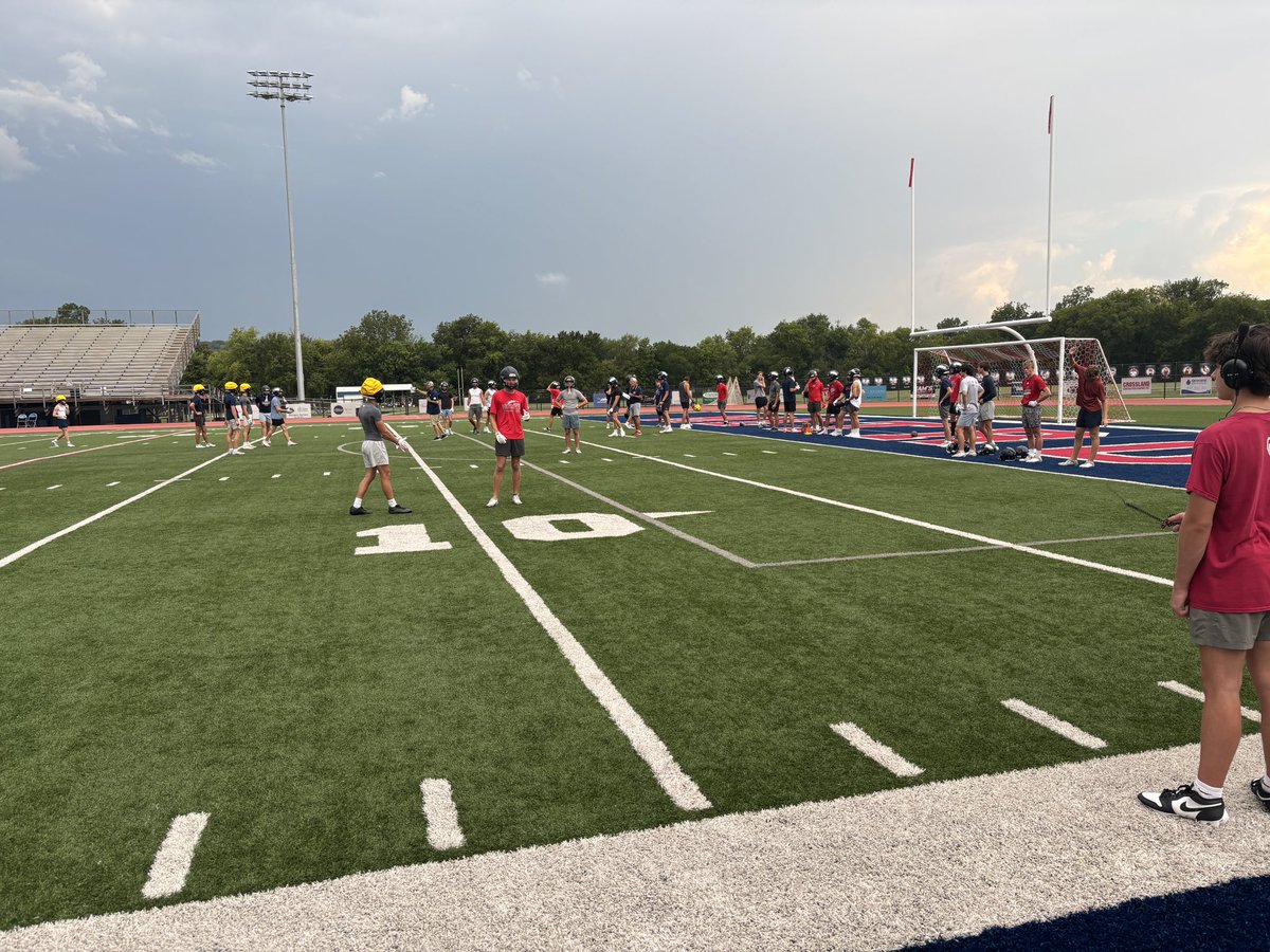 Day 2 of high school football camp. 1st stop for today is @mcapatriots. Patriots looking for their 3rd state title this season. #okpreps 🏈🏈🏈