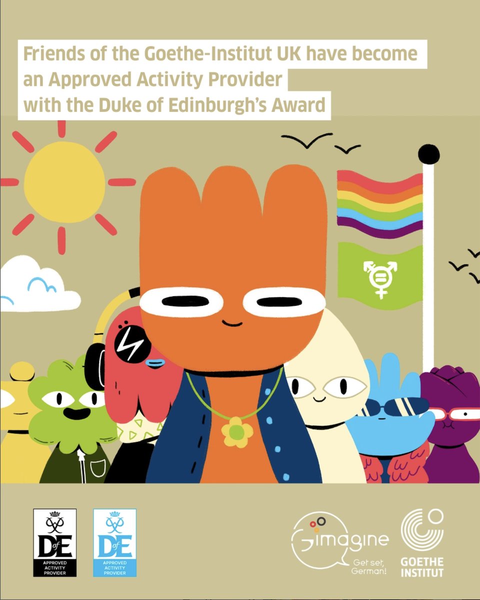 GermanEmbassy's tweet image. Great news that the Goethe-Institut’s GIMAGINE Award is now an approved activity for the skills section of the prestigious Duke of Edinburgh's Award.
From September onwards add German to your DofE!
Check out more details here: goethe.de/ins/gb/en/spr/…