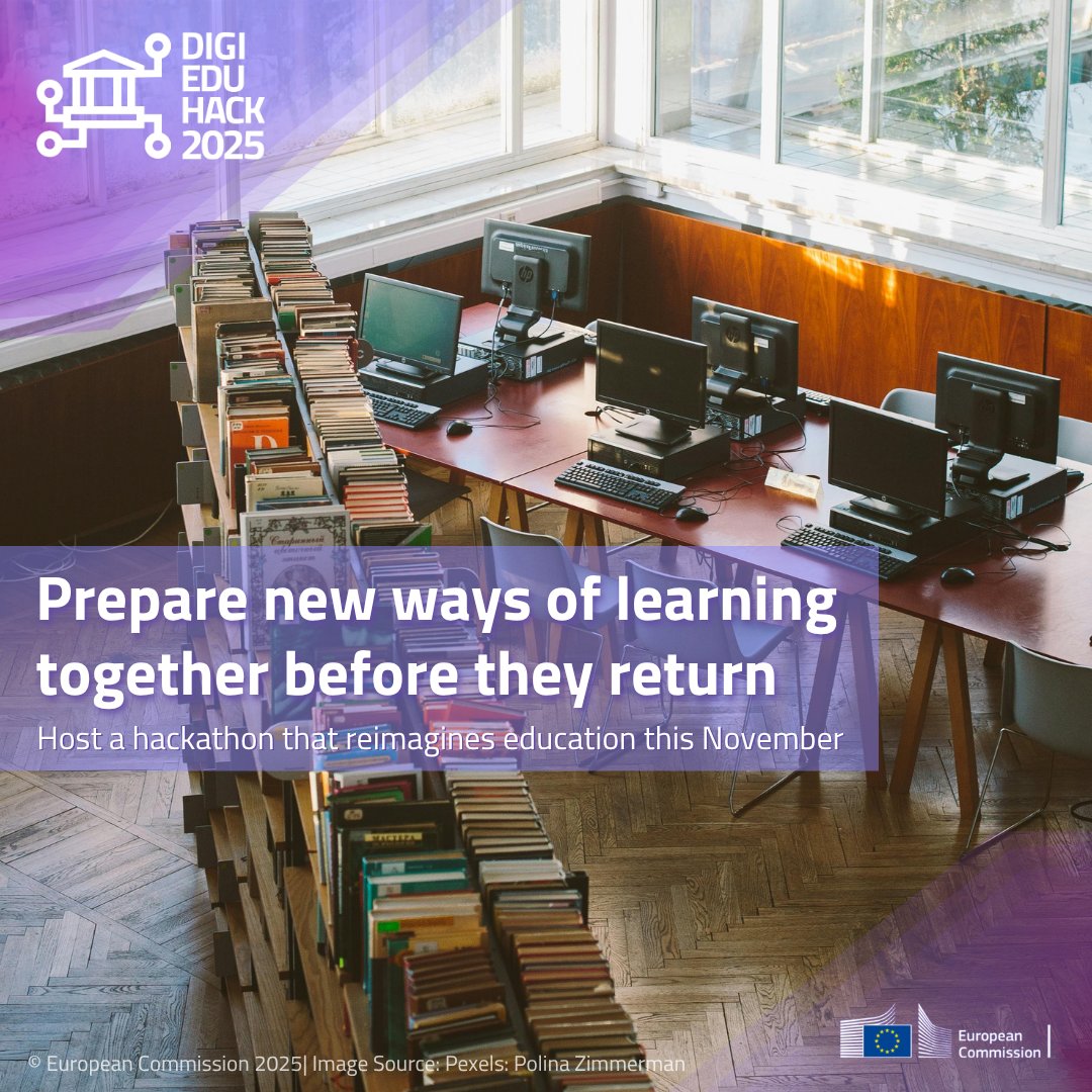 EUDigitalEdu's tweet photo. 🎮 Teachers! While you're mapping out the new academic year, here's an opportunity that could transform how you approach digital education 👀
🔗 Host a hackathon with DigiEduHack this November: https://t.co/yCoslOa9Ka
#DEAP #DigiEduHack https://t.co/GQxkte6Ytd