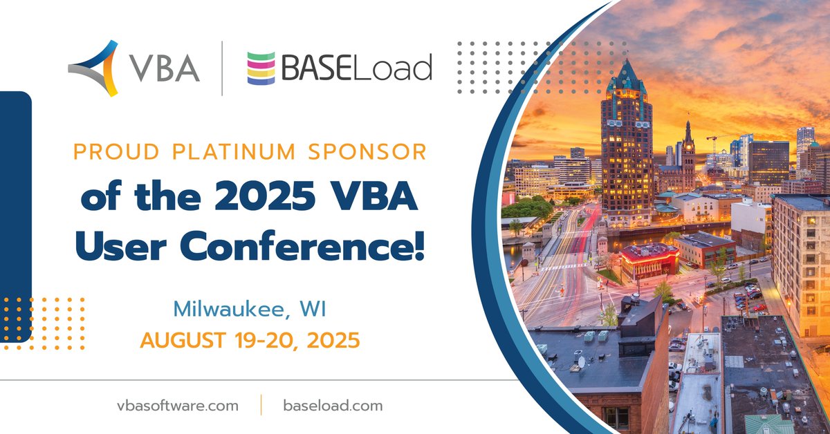BASELoad & W-9 Corrections (@baseloadllc) on Twitter photo BASELoad is proud to be a Platinum Sponsor of the 2025 VBA User Conference! We're excited to head to Milwaukee next week for this fantastic event.
Learn more: baseload.com/baseload-atten…
#healthcaredatasolutions #healthcarepayerdata #VBAUserConference <a href="/vbasoftware/">VBA Software</a> BASELoad is proud to be a Platinum Sponsor of the 2025 VBA User Conference! We're excited to head to Milwaukee next week for this fantastic event.
Learn more: baseload.com/baseload-atten…
#healthcaredatasolutions #healthcarepayerdata #VBAUserConference <a href="/vbasoftware/">VBA Software</a>