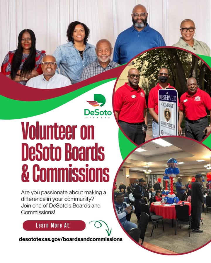 desototx's tweet photo. Serve your community by applying to serve on the: Audit &amp; Finance Committee, Park Board, Library Board, Planning &amp; Zoning Commission, Domestic Violence Advisory Commission, Cultural Arts Foundation, or Building &amp; Standards/Zoning Board of Adjustments! https://t.co/lr8LYYQMVF https://t.co/R1wmphQ0gU