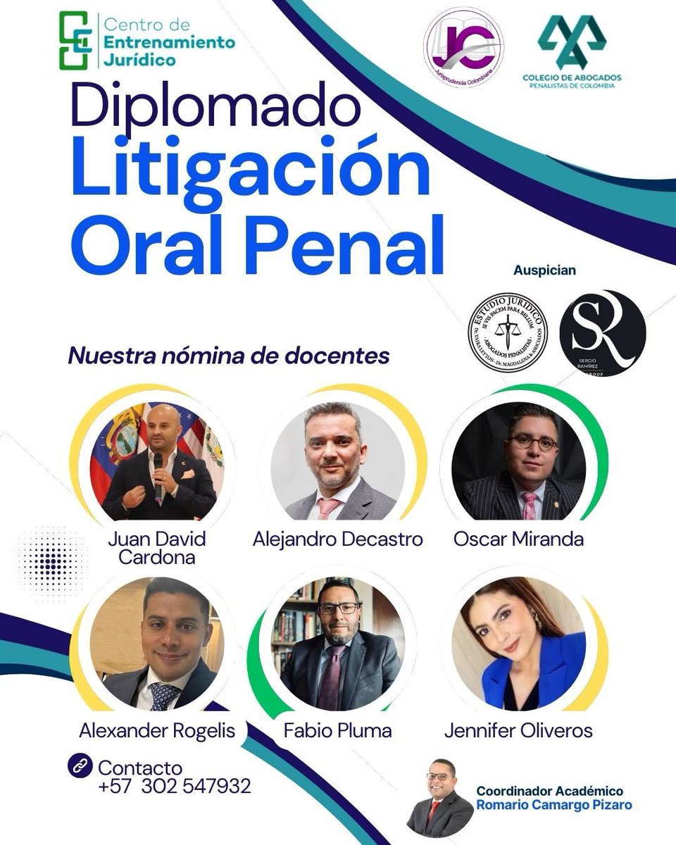RomarioPizarro's tweet photo. Tenemos el gusto de invitarlos al DIPLOMADO EN LITIGACION ORAL PENAL🚨@CPenalistas 

ℹ️ Temática y docentes del Diplomado y mayor información  
https://t.co/pI5QNyIl85

📲 Información al WhatsApp 
Aquí https://t.co/pcU0u6Psti o al siguiente link: https://t.co/VVqXyXbcyI https://t.co/HagWFF5Qxl