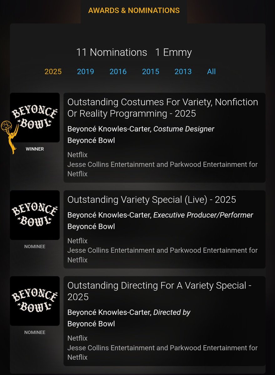 BeyPeru's tweet image. 🚨| Beyoncé conquista el primer Emmy de su carrera gracias al #beyoncebowl