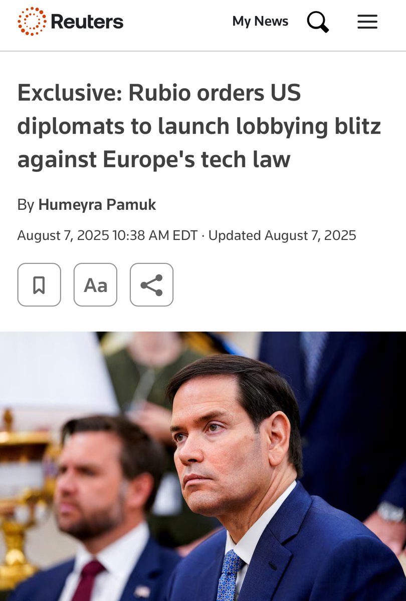 NetChoice (@netchoice) on Twitter photo THANK YOU to <a href="/POTUS/">President Donald J. Trump</a> & the Trump administration for STANDING UP against the EU's global censorship law 👏
European regulators are weaponizing the DSA against free, lawful speech online. This move is a critical step to ensure the internet remains a bastion of free expression. THANK YOU to <a href="/POTUS/">President Donald J. Trump</a> & the Trump administration for STANDING UP against the EU's global censorship law 👏
European regulators are weaponizing the DSA against free, lawful speech online. This move is a critical step to ensure the internet remains a bastion of free expression.
