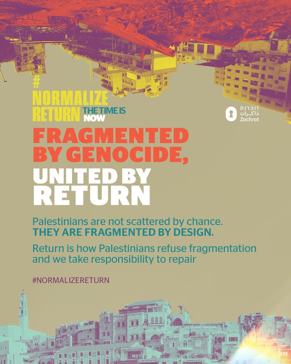 Fragmented by #Genocide ,united by Return.
Palestinians aren’t scattered by chance—they’re forcibly separated by walls, siege &amp; borders built to erase them. Return is how we repair the #crimes of colonialism done in our name  &amp; take responsibility to make Palestine whole again.
