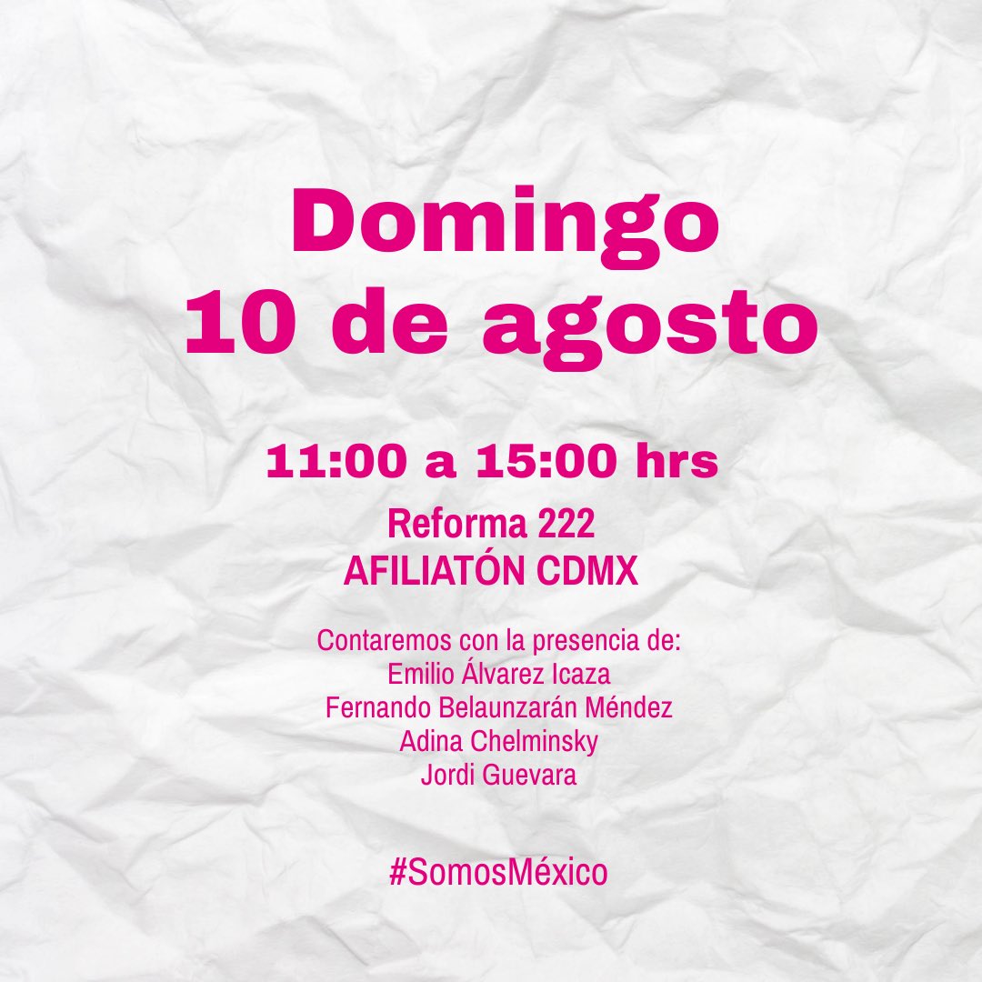 RicardoParadaR's tweet photo. 📢Participa en la Jornada de Afiliación Ciudadana
El 09 y 10 de Agosto

📍Parque Corpus Christi
📍Deportivo Azcapotzalco 
📍Reforma 222
Te esperamos a partir de las 11:00 am

Por el México que queremos https://t.co/RAImteFv4s
