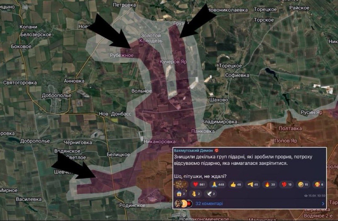 Ukrainian front-line blogger “The Demon of Bakhmut” reports that counterattacks in the Dobropillia sector wiped out Russian units that had pushed forward. Enemy forces were driven back, and Ukraine’s advance rolls on.

Those who have been doom posting are not understanding of the