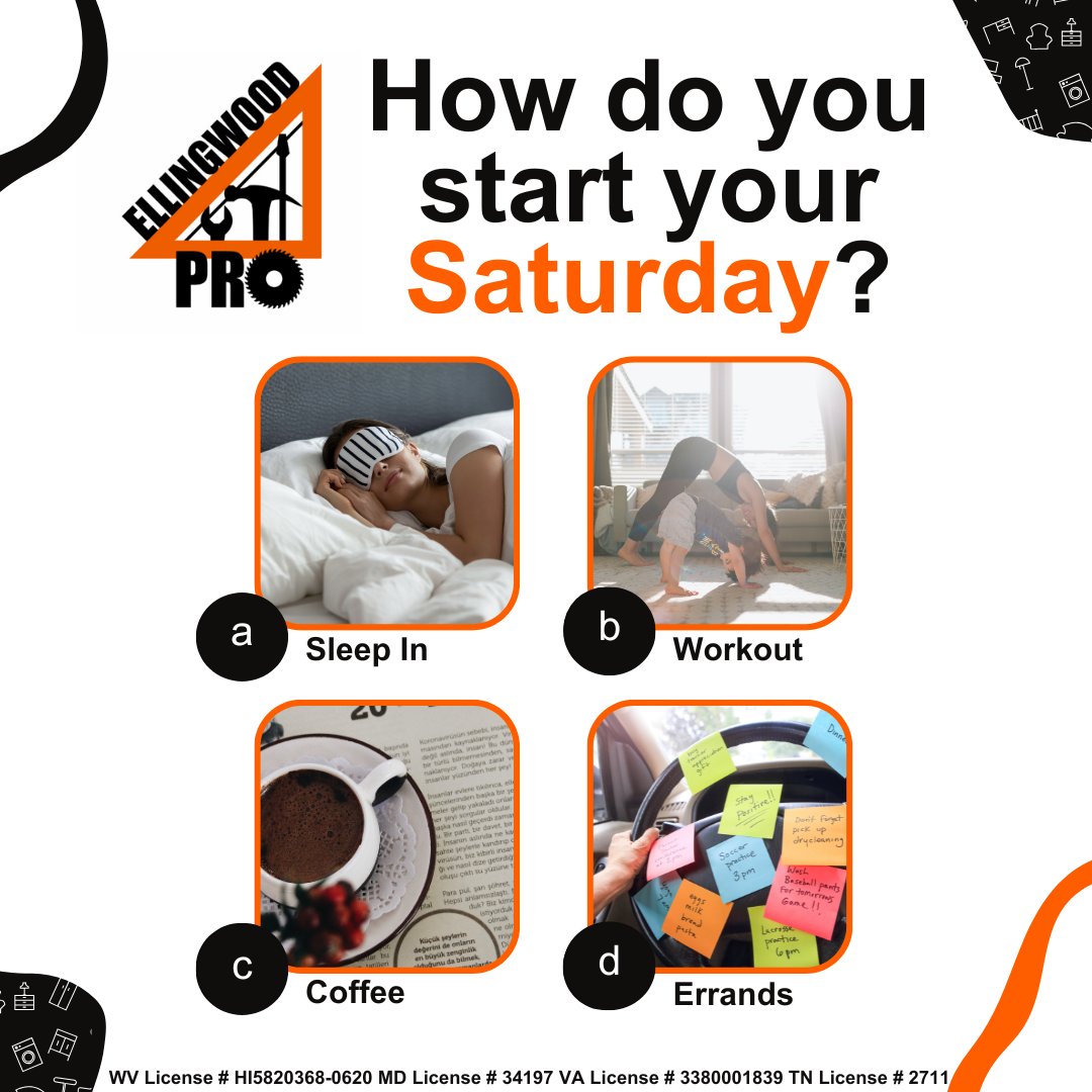 EllingwoodPro's tweet image. How do you start your Saturday?

A️Sleeping in and enjoying a slow morning
B️Early workout or a morning run
C️Coffee and a good book or podcast
D️Getting an early start on chores or errands

Comments below!

#SaturdayVibes #WeekendRoutine #HowDoYouStartSaturday