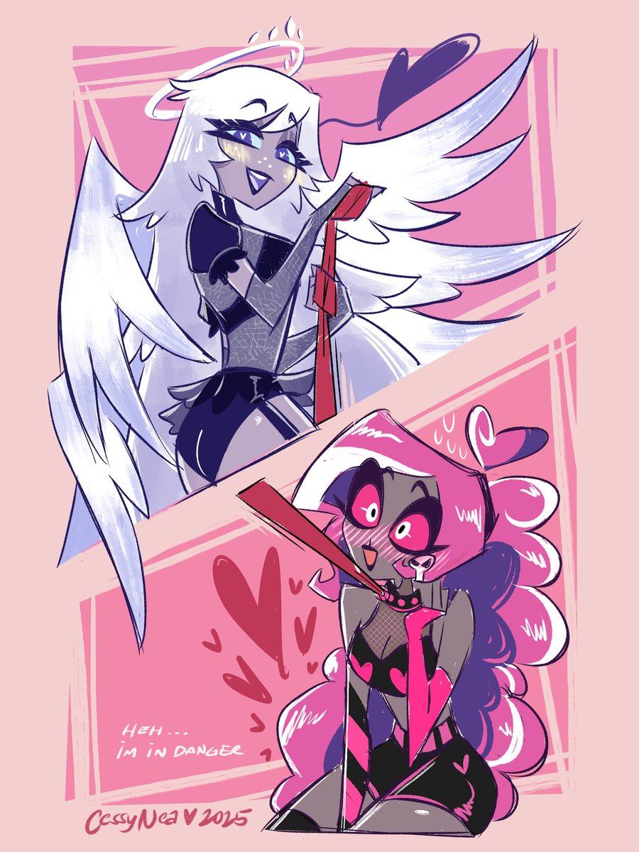 Another Kofi req donee for these two AAAAA!! This abt to be "heavenly~" .. No? Just me .. ok 🥹
--
👼❌📱
#HazbinHotel #hazbinhotelVelvette #hazbinhotelEmily #fashionhalo #velvettedove #velvettexemily