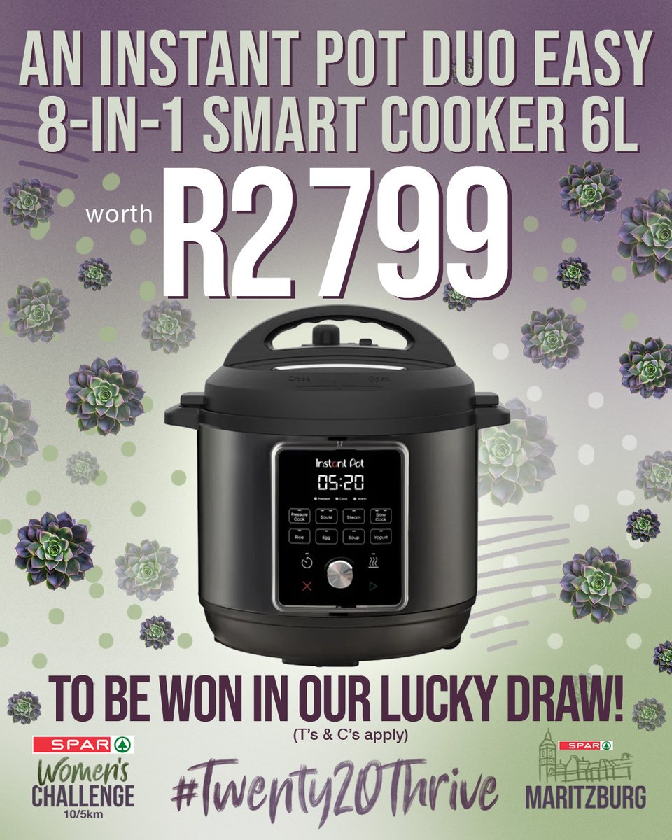 📣🌟 Stay after the Challenge on Sunday 17 August for the prize giving and you stand a chance to win an Instant Pot worth R2 799 in our lucky draw,
(T's and C's Apply)
NOTE: These prizes are for female participants only.
#MyKZNMySPAR, #HeartoftheCommunity, #SuperLocal