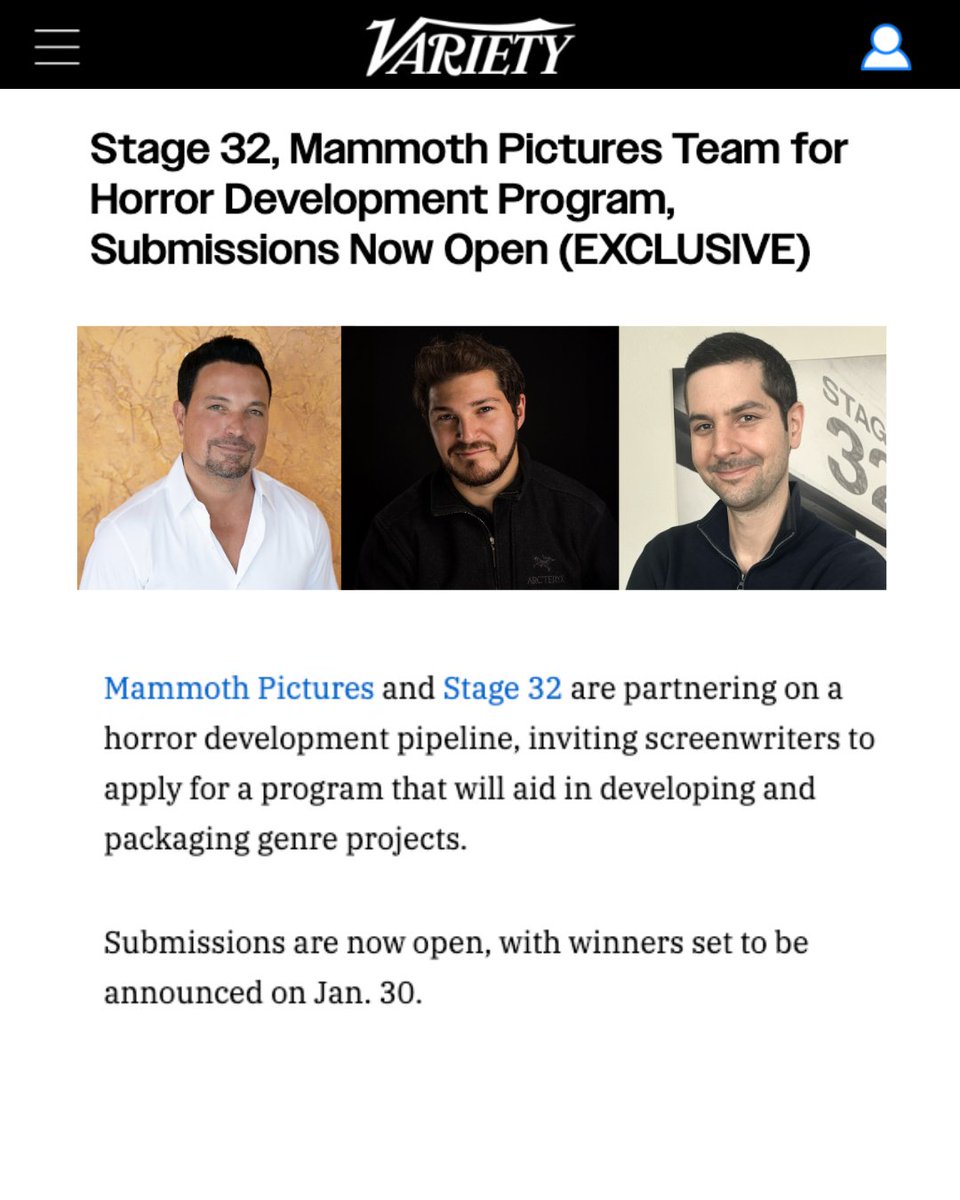 Thrilled to be launching this new incubator and development program for horror and thriller screenwriters with my friends Kourosh Ahari and Alex Bretow, co-founders of Mammoth Pictures.