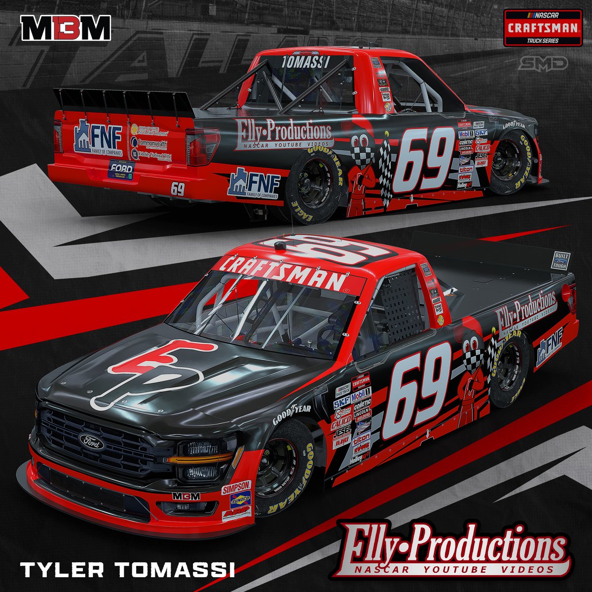 Talladega 🎨 is here! <a href="/EllyProductions/">Connor Hudson</a> has partnered back up with <a href="/TomassiTyler/">Tyler Tomassi</a> for a superspeedway run in the #69 in <a href="/NASCAR_Trucks/">NASCAR CRAFTSMAN Trucks</a>.

Fans will have an opportunity to get their name on this Ford F-150, more details coming soon.

#NASCAR #LovesRVStop225