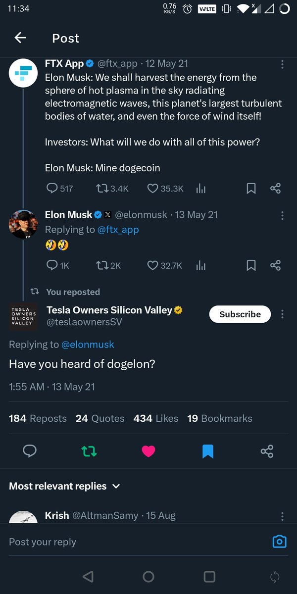 AltmanSamy's tweet photo. @teslaownersSV @teslaownersSV what's your take on @DogelonMars as you posted earlier? Are you still on this ride on to Mars? https://t.co/zRZLhJfIrO