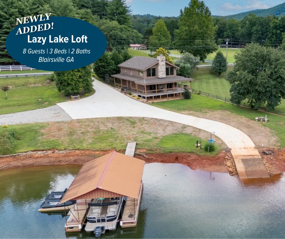 SoCoCabins's tweet photo. Introducing Lazy Lake Loft! Nestled on the peaceful shores of Lake Nottely in Blairsville, GA, this two-level lakefront retreat has it all, scenic views, a private dock, cozy fire pits, and stylish spaces made for relaxing. https://t.co/t0awXw6LaD