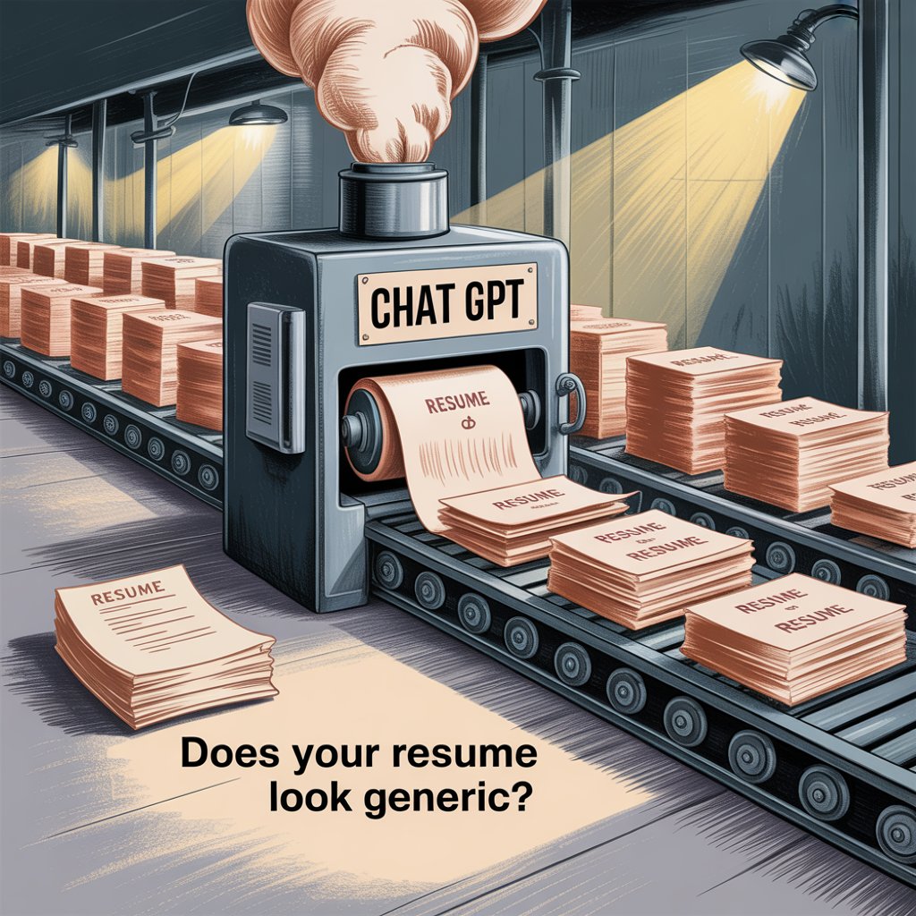 Why your ChatGPT resume might be hurting your job search 🤔  
I keep seeing this advice: "Just ask ChatGPT to rewrite your resume for any job!"  
But recruiters are complaining that resumes all look the same now.  
Here's the real problem... 1/4