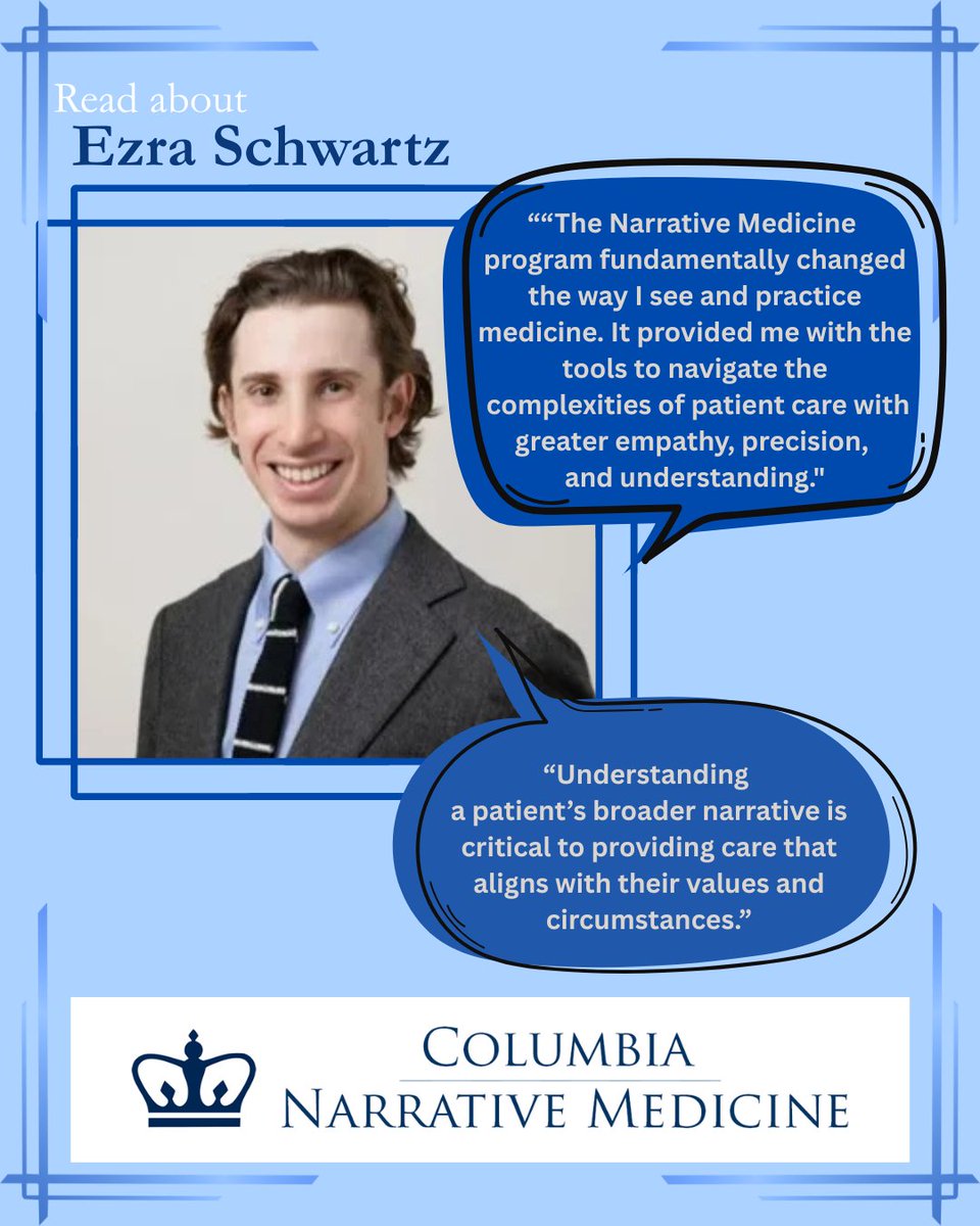 Narrative Medicine (@narrativemed) on Twitter photo Ezra Schwartz ('18 MS), vascular surgery resident <a href="/MontefioreNYC/">Montefiore Health System</a>, brings the power of narrative medicine to surgical care- storytelling for better bedside manner: bit.ly/4oFrBpV Ezra Schwartz ('18 MS), vascular surgery resident <a href="/MontefioreNYC/">Montefiore Health System</a>, brings the power of narrative medicine to surgical care- storytelling for better bedside manner: bit.ly/4oFrBpV