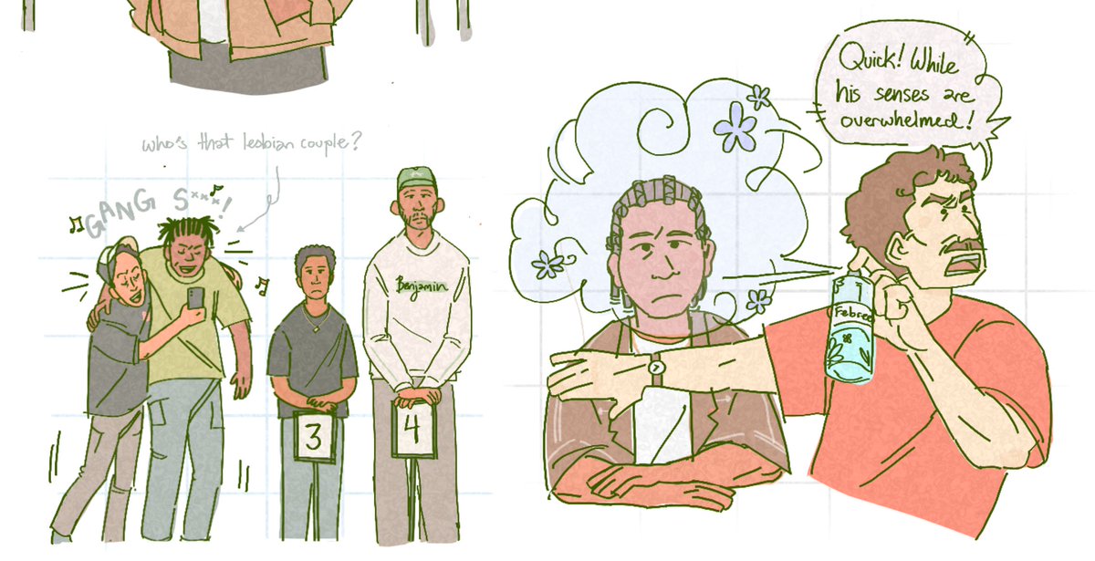 This is definitely not for the target demographic of my art but shout out to kevin langue 2 i guess 😭 ion think I did them justice in these drawings but I've been putting so many of these videos on in the background and theyre genuinely so funny to me