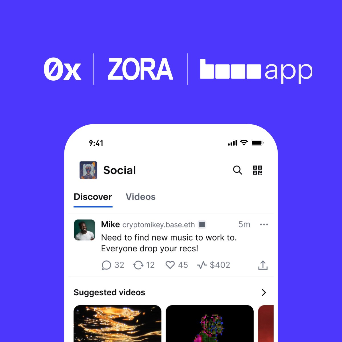 Empowering a new creator economy ✨

<a href="/zora/">$zora</a>'s Post &amp; Creator coins tokenize every post &amp; creator profile, enabling new ways to monetize and engage with content onchain.

Here's how 0x is helping power this token economy in <a href="/baseapp/">Base app</a> 🧵↓

Full case study: go.0x.org/0x-zora-coins-…