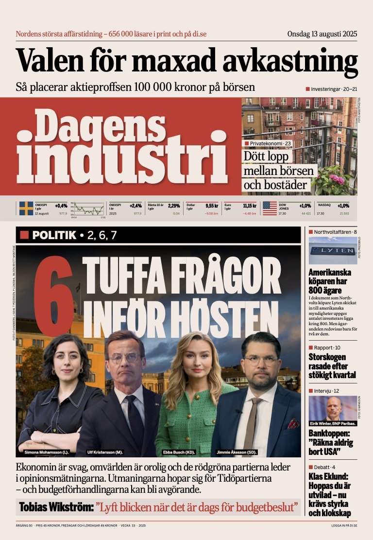 Ute nu! Nya utgåvan av Di finns på etidning.di.se och i våra appar för mobil och läsplatta.