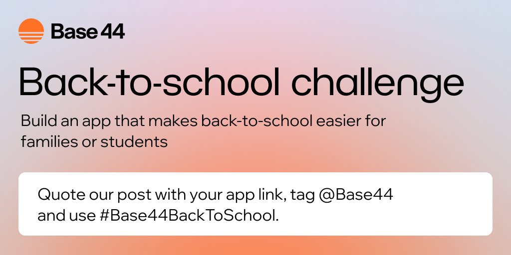base_44's tweet image. 🚀 $10,000 Back-to-School App Challenge!

Builders — back-to-school is hectic, and we figured tech should be able to fix at least some of it.

So here’s the deal: build an amazing, smart app that makes back-to-school easier for students or families, anything that tames the chaos.…