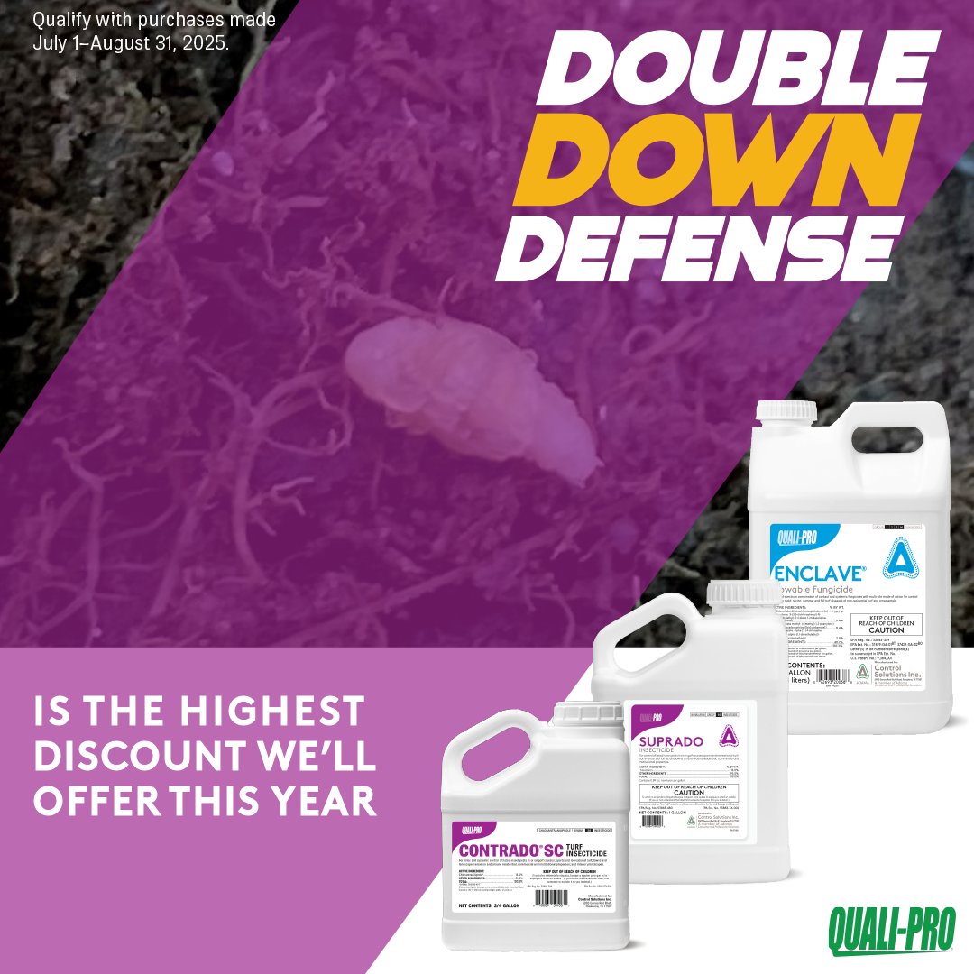 Get control of annual bluegrass weevil, white grubs, and other hard-to-control turf insects and diseases!

🚨Double Down Defense is the highest discount we’ll offer this year. Don’t miss out!
Check it out hubs.ly/Q03zMN_G0
#DoubleDownDefense #ContradoPlusSuprado #TurfLife
