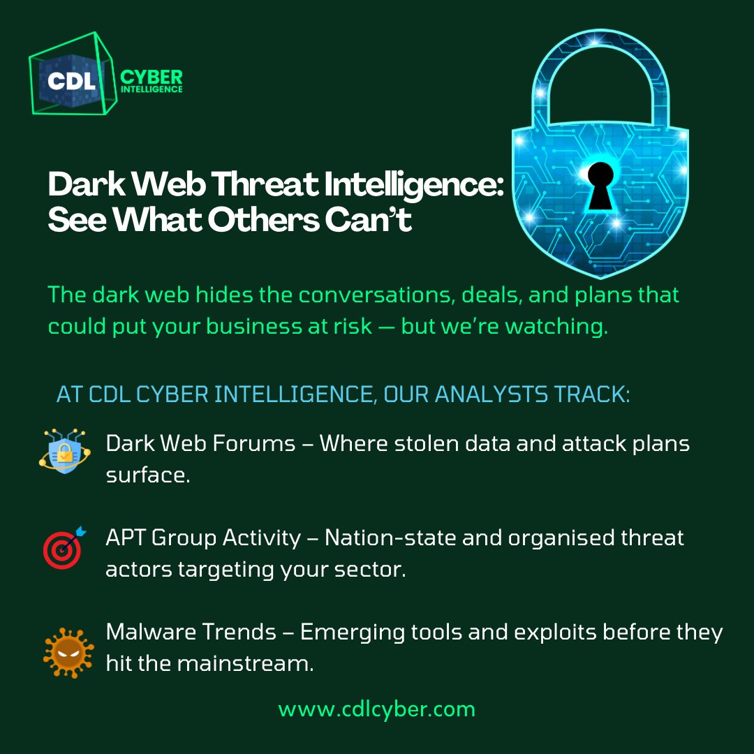 _clouddigital's tweet image. 🕵️‍♀️See the unseen!
CDL’s Dark Web Threat Intelligence keeps you ahead of hackers with real-time alerts on threats before they strike.
cdlcyber.com
#cybersecurity #darkwebintelligence #cdl #DataProtection #malwareprotection