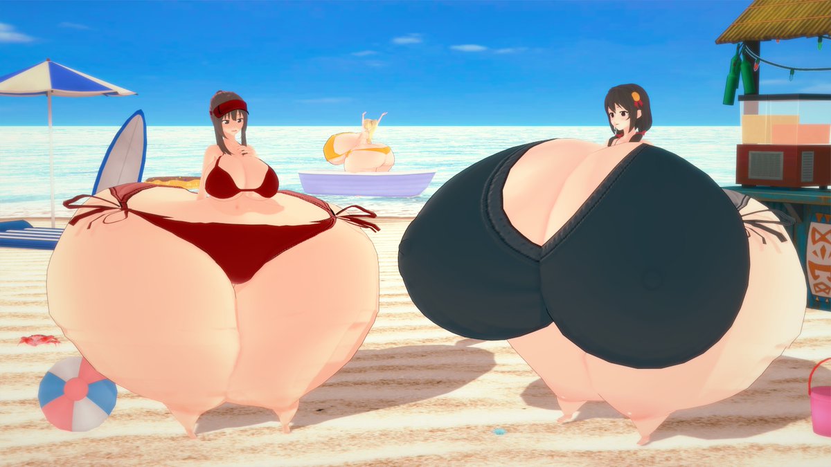 megumin gets boob envy over yunyun's yunyuns on their beach date