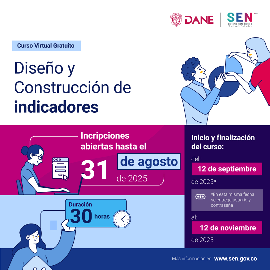 DANE_Colombia's tweet image. Cursos disponibles:
✅ Norma técnica NTC PE 1000:2020
✅ Diseño y construcción de indicadores
✅ Fortalecimiento de registros administrativos
✅ Sistema de Ética Estadística (SETE)
Y más. ¡Máximo 2 cursos por persona! ¿Cuál elegirás?