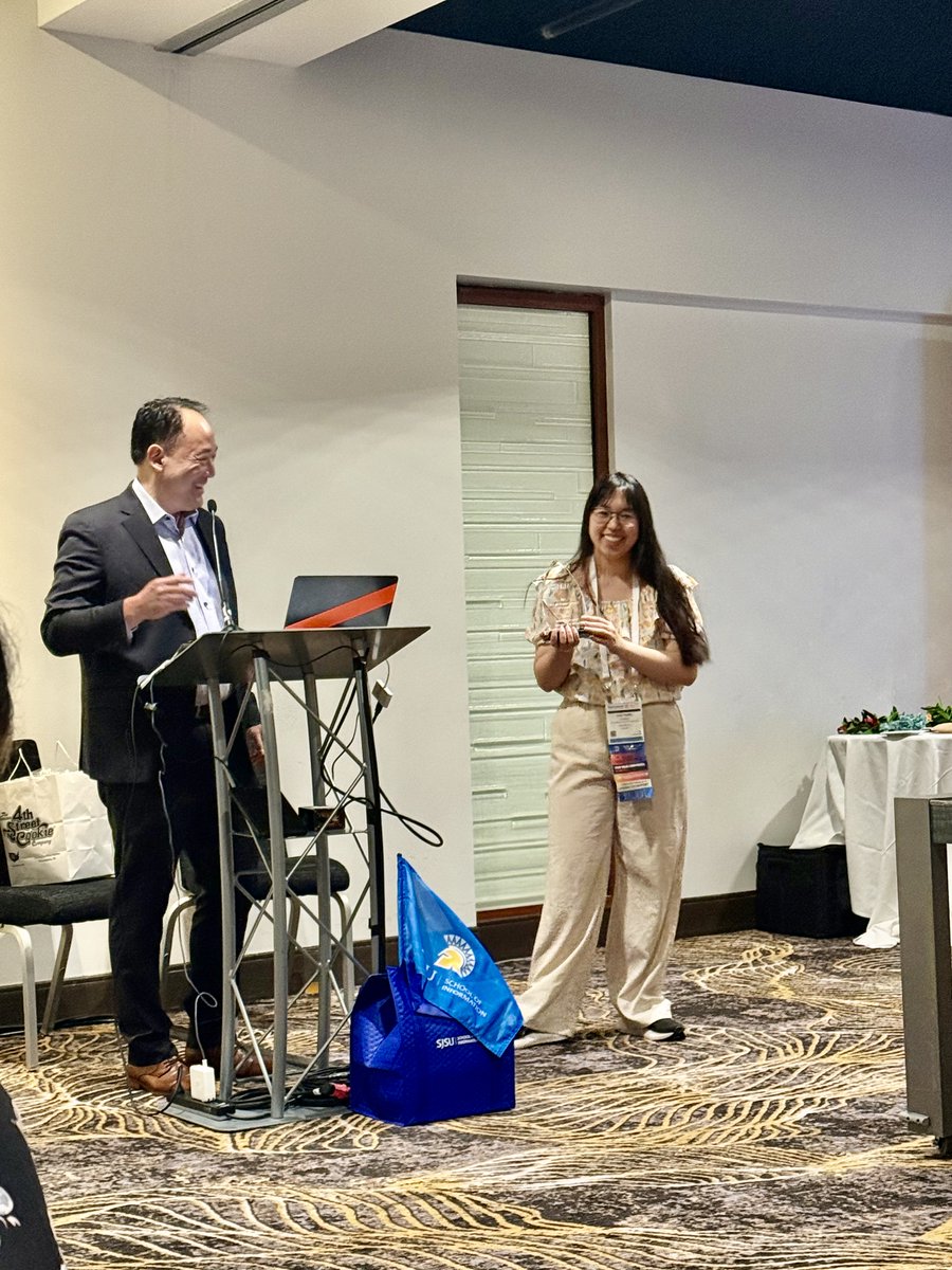 SJSUiSchool's tweet photo. SJSU iSchool MLIS Student Cat Tang reflects on her experience attending ALA 2025 and accepting the award for ALA Student Chapter of the Year. She was also named one of American Library Association's 2025-2026 Spectrum Scholars! https://t.co/t1L5m3ZDGl