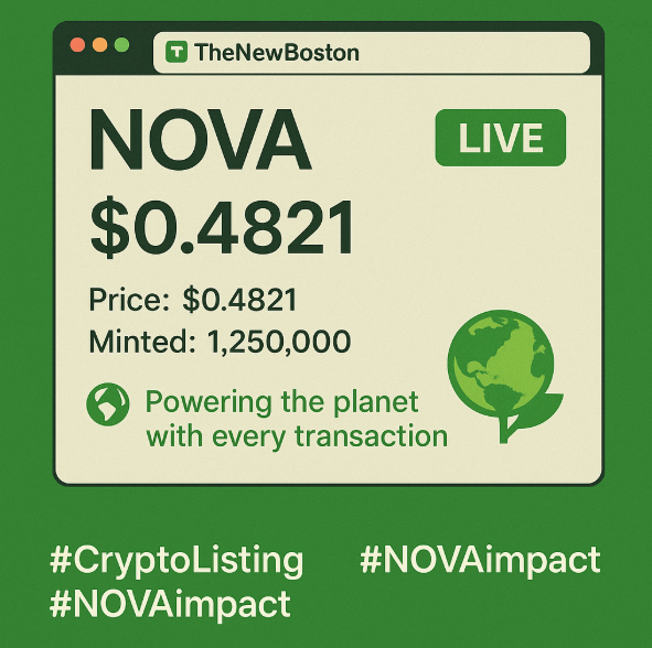 nova_currency's tweet photo. 📍 Want all $N updates in one place?
 TheNewBoston lists our live price, mint stats, and green mission in real time.
 #CryptoListing #NOVAimpact #TNBverified https://t.co/htuWr9EXzB