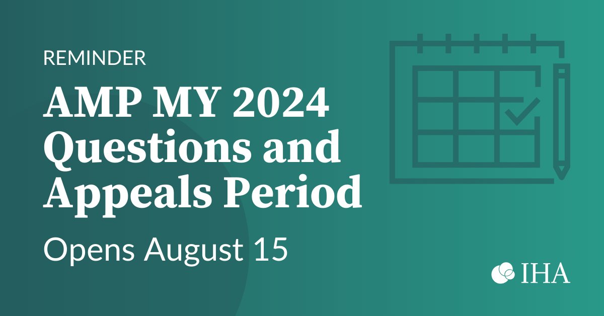 Our Align. Measure. Perform. (AMP) program's MY 2024 Questions and Appeals period opens Aug. 15. For results submitted through FinThrive, the deadline is Sept. 5. For Onpoint-generated results, the deadline is Sept. 12. hubs.li/Q03CnVSy0