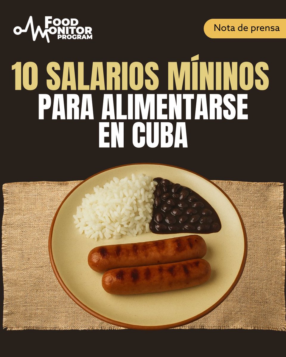 🍽️🇨🇺Dieta adecuada en Cuba: un lujo que exige diez salarios mínimos.

1.‼️El nuevo estudio del observatorio revela una cifra alarmante: una dieta apenas adecuada cuesta más de 41.000 pesos para dos personas viviendo en La Habana. Esto equivale a:

‼️10 salarios mínimos por