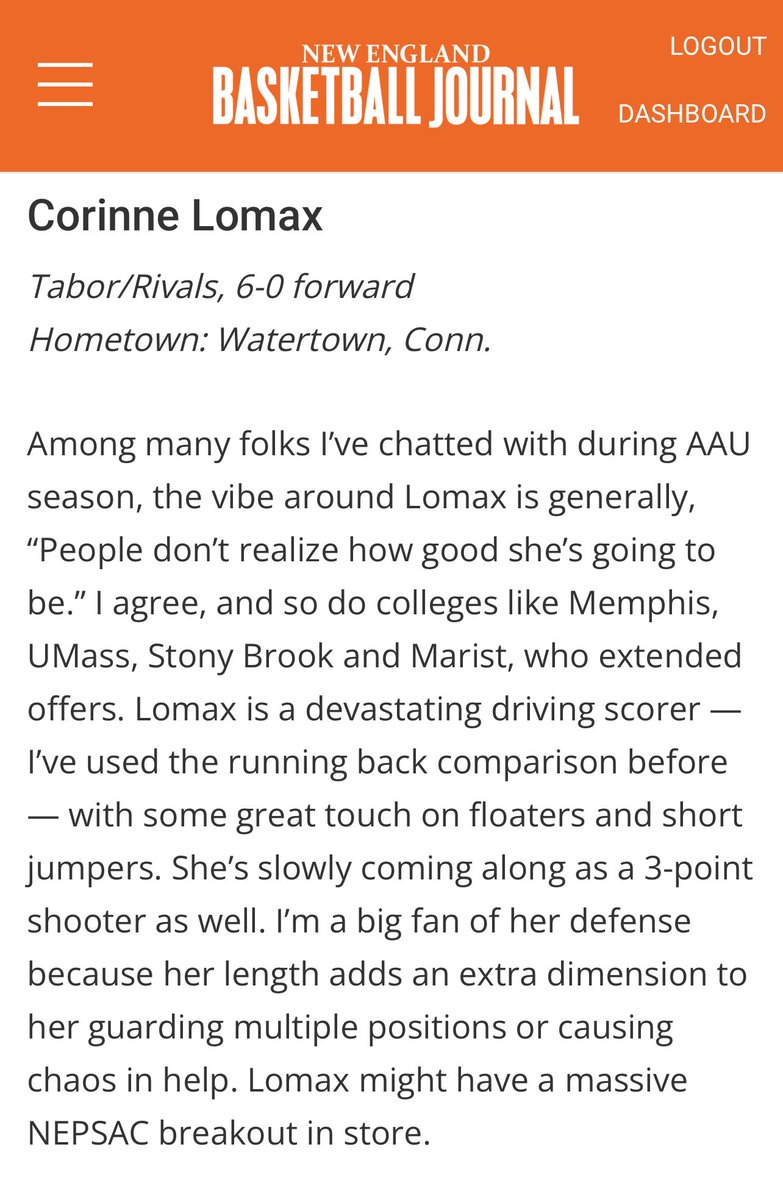 Corinne Lomax (@corinne_lo34) on Twitter photo Thank you New England basketball journal for the great write up!! <a href="/taborgbball/">Tabor Academy Girls' Basketball</a> <a href="/LadyRivals/">Lady Rivals</a> <a href="/nehoopjournal/">New England Basketball Journal</a> Thank you New England basketball journal for the great write up!! <a href="/taborgbball/">Tabor Academy Girls' Basketball</a> <a href="/LadyRivals/">Lady Rivals</a> <a href="/nehoopjournal/">New England Basketball Journal</a>