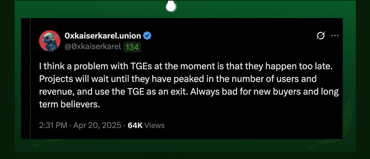 With the union hype &amp; community sentiment, I believe your tweet should age well.

To top the game
Generating revenue after tge is also ideal to keep the project afloat/price stability 

What changed ser??
Mainnet is due:(
