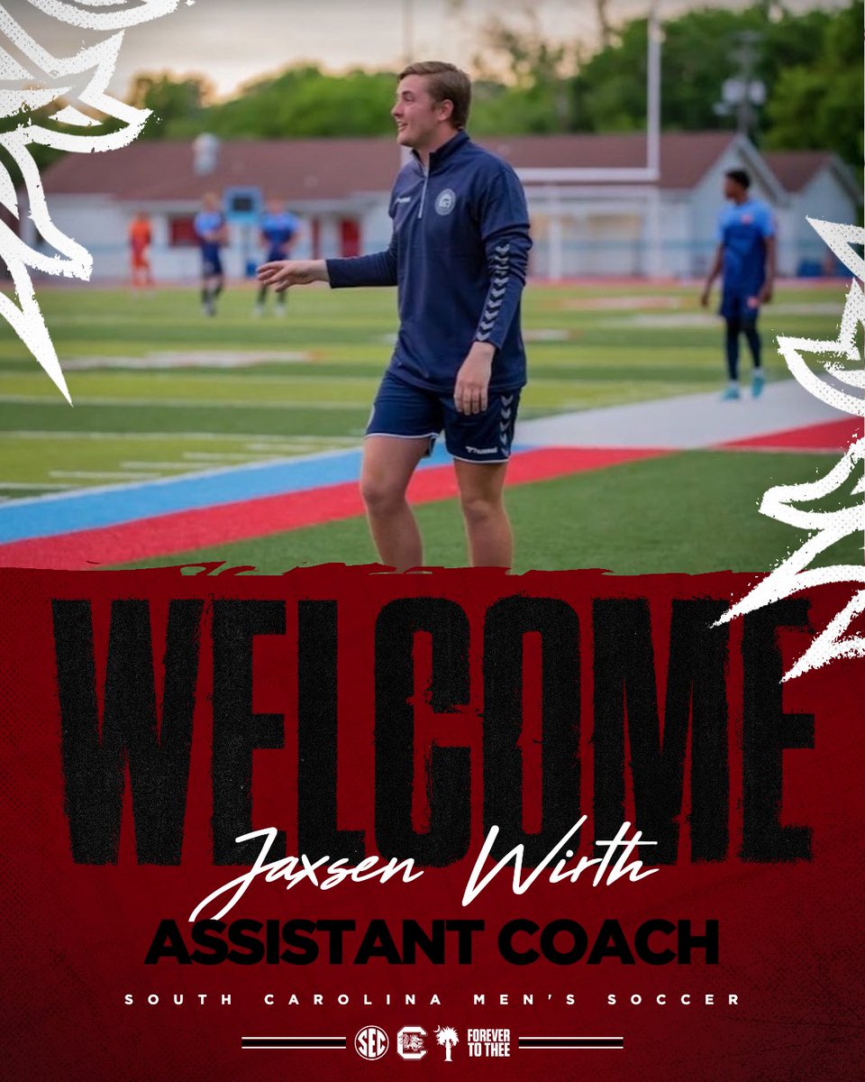 GamecockMSoccer's tweet photo. 𝓦𝓮𝓵𝓬𝓸𝓶𝓮 𝓗𝓸𝓶𝓮 assistant coach @jaxsen_wirth!

🔗 https://t.co/aHxJNps4We

#WEareCarolina https://t.co/KBprBjK9aV