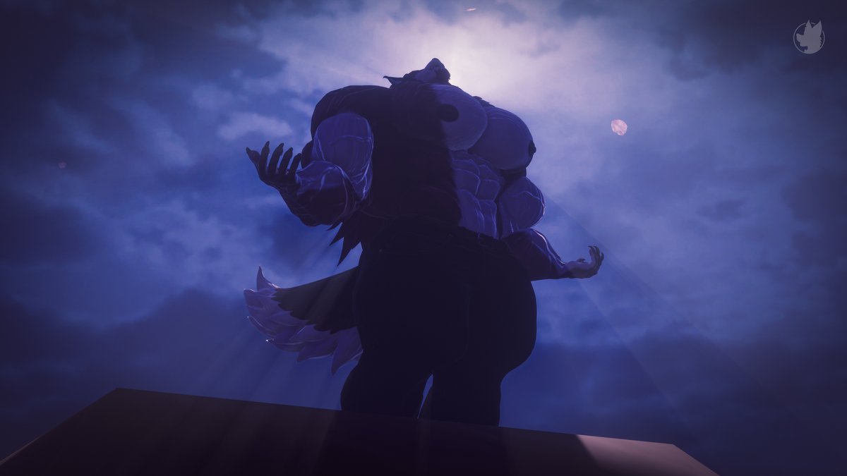 Just flexing and howling under the moonlight, those bright rays feel nice on my skin