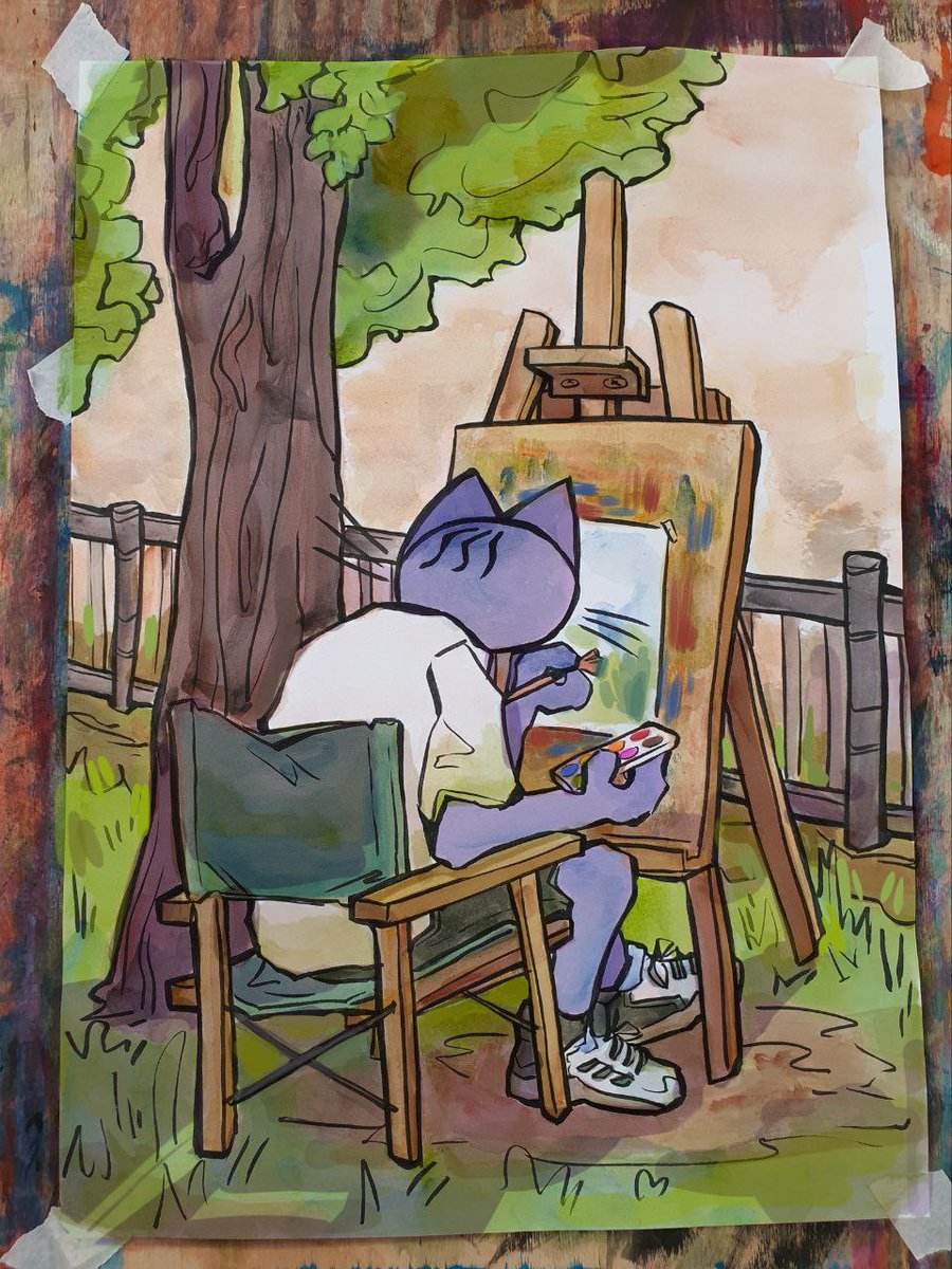 кот на пленэре