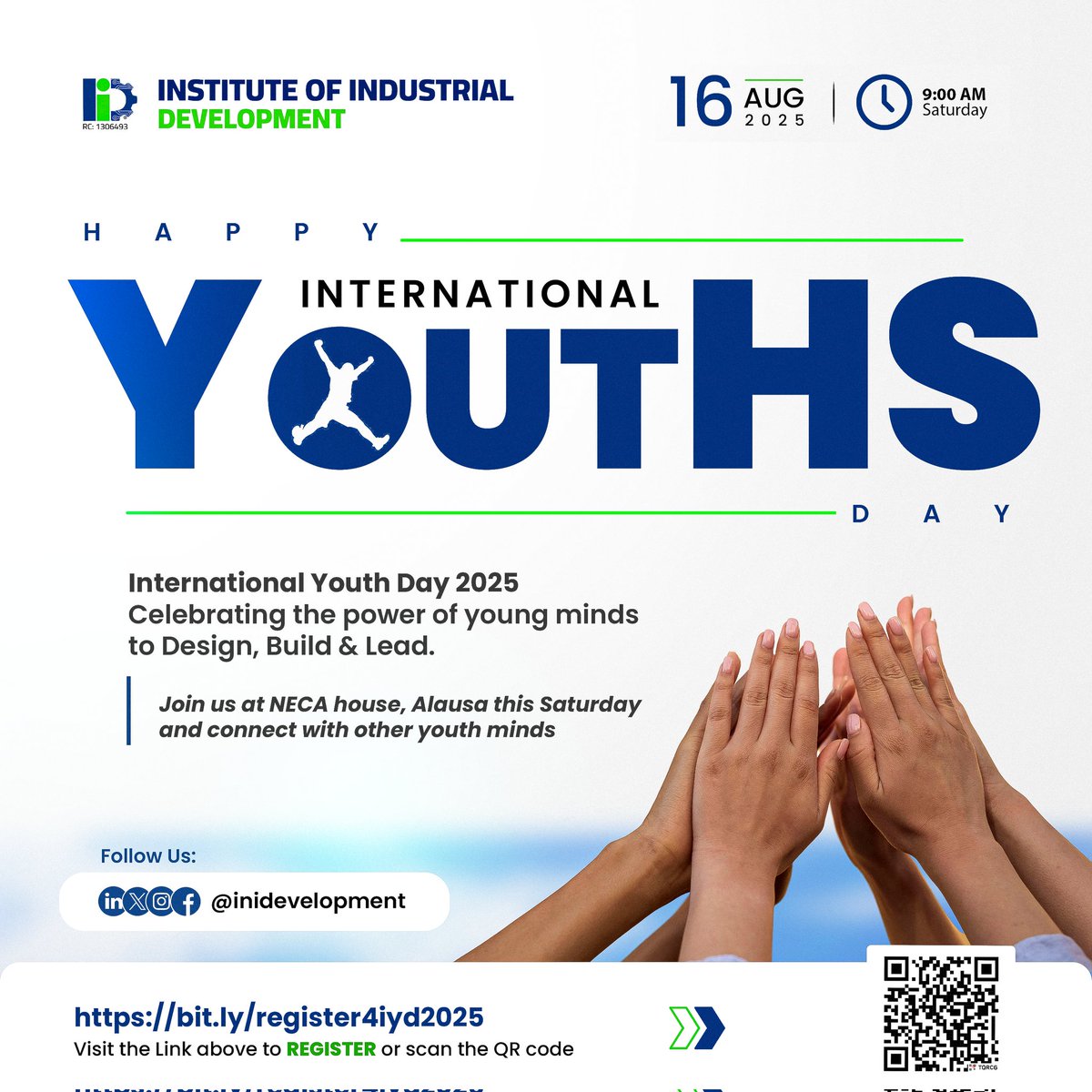 Inidevelopment's tweet image. Happy International Youth Day 2025! 🌍

Today, we honour the strength, creativity, and leadership of young people everywhere. 
Join us this Saturday to continue the IYD 2025 Celebration!

#InternationalYouthDay
#youthpower
#IID
#futureleaders
#youthinaction