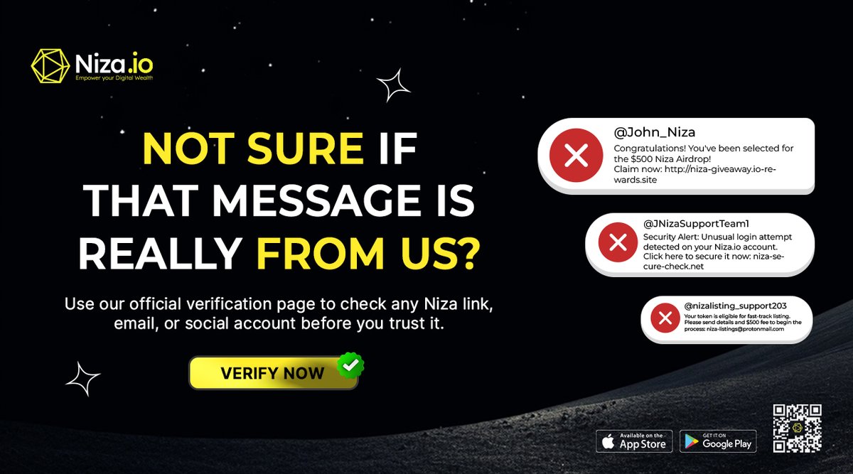 nizacoin's tweet image. Protect yourself from scams with Niza Verify!✅

👉 Verify now: 🔗 niza.io/verify

#niza #verification #cryptocurrency