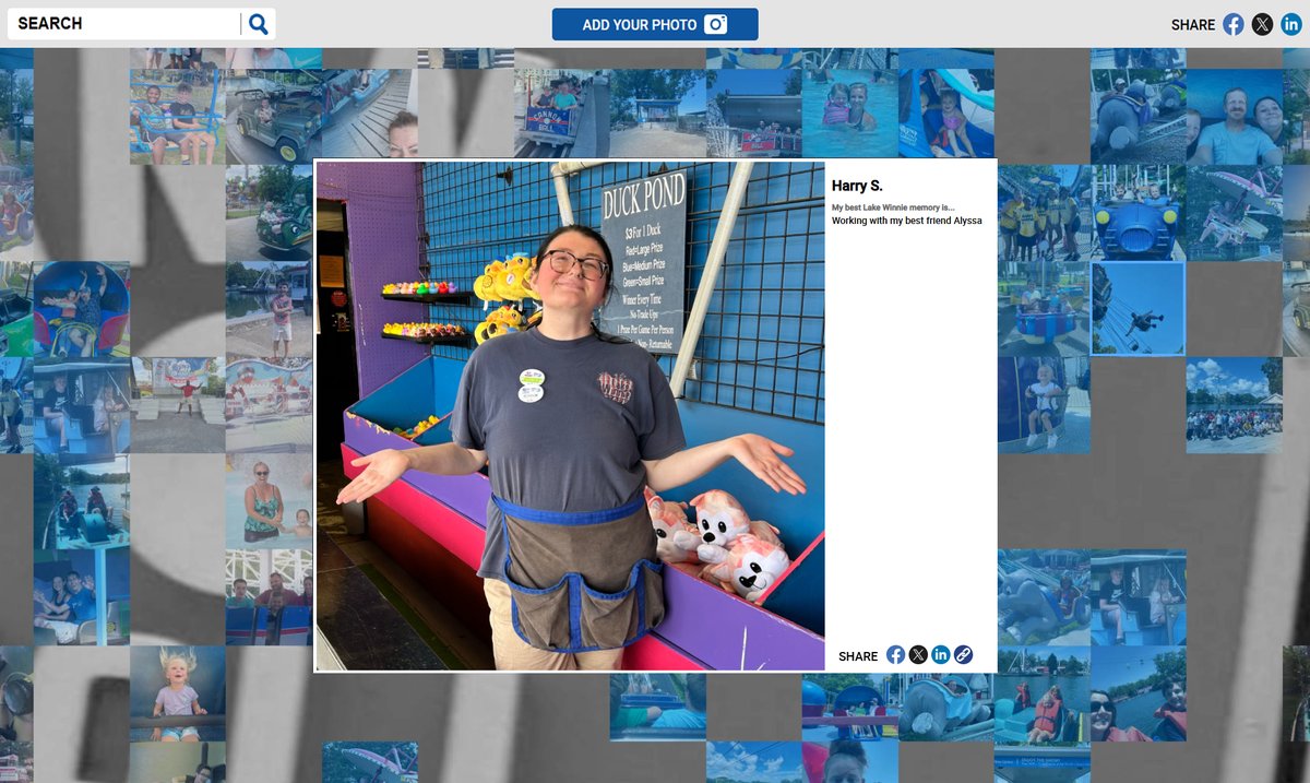 100 years of Lake Winnie interactive photo mosaic by Picture Mosaics. Discover heartfelt stories and memories from generations of park-goers. Read more here: picturemosaics.com/blog/lake-winn… #Innovation #EventActivations #Photomosaic #PictureMosaics