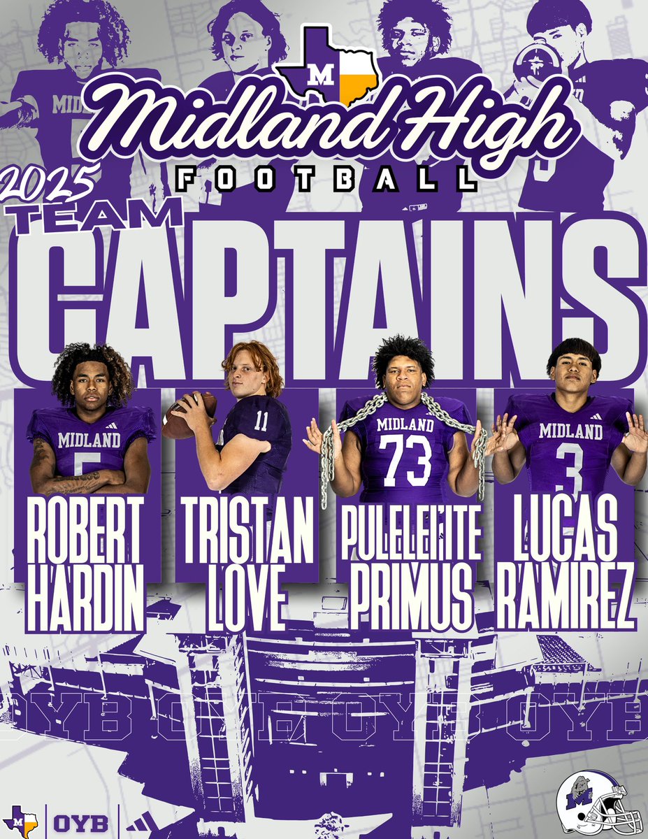 ICYMI: Introducing our 2025 Team Captains. 

#3 - Lucas Ramirez 
#5 - Robert Hardin
#11 - Tristan Love
#73 - Pulelei’ite Primus

🟣⚪️

#OYB