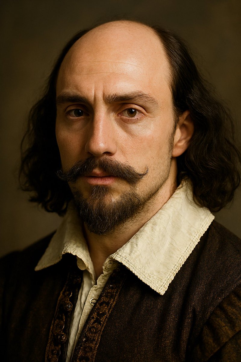 I am once again asking for William Shakespeare to be played by a balding non-hunk. Or, if you have to go hunk, maybe Aaron Taylor-Johnson. (Right image made with Microsoft Co-Pilot)