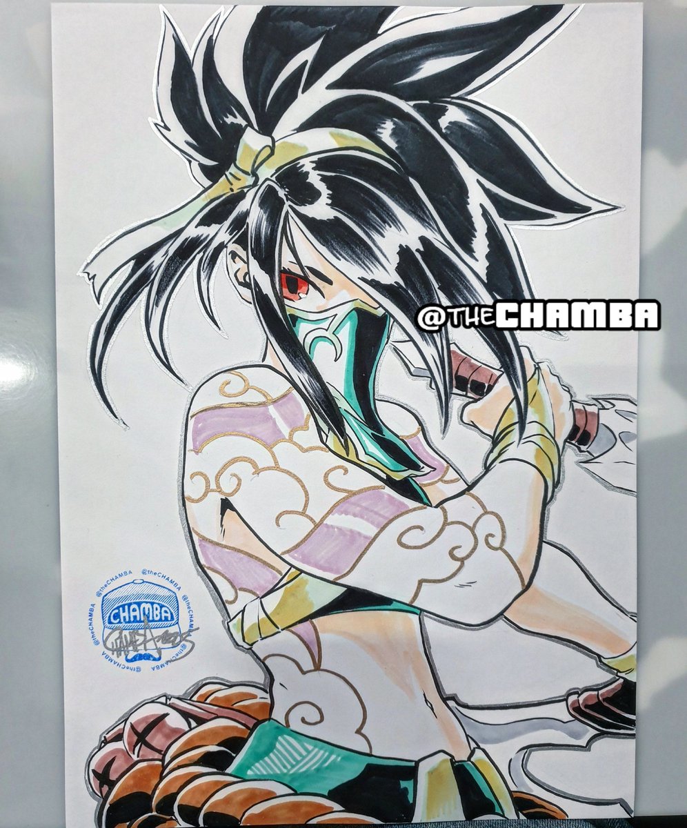 #Akali of #LeagueOfLegends drawn using #copicmarkers &amp; #Artistro (for the silver &amp; gold)

#jeffreyCHAMBAcruz #theCHAMBA 
#LoL