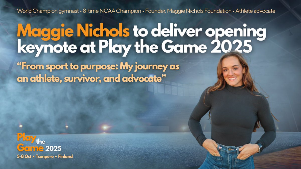 Play the Game (@playthegame_org) on Twitter photo β¨ Maggie Nichols to deliver opening keynote at Play the Game 2025!
We are excited to announce that world champion gymnast and eight-time NCAA champion <a href="/MagsGotSwag12/">MAGGIE NICHOLS</a> will deliver the opening keynote at #ptg2025, taking place 5β8 October in Finlandπ₯
playthegame.org/conferences/pl⦠⨠Maggie Nichols to deliver opening keynote at Play the Game 2025!
We are excited to announce that world champion gymnast and eight-time NCAA champion <a href="/MagsGotSwag12/">MAGGIE NICHOLS</a> will deliver the opening keynote at #ptg2025, taking place 5β8 October in Finlandπ₯
playthegame.org/conferences/plβ¦