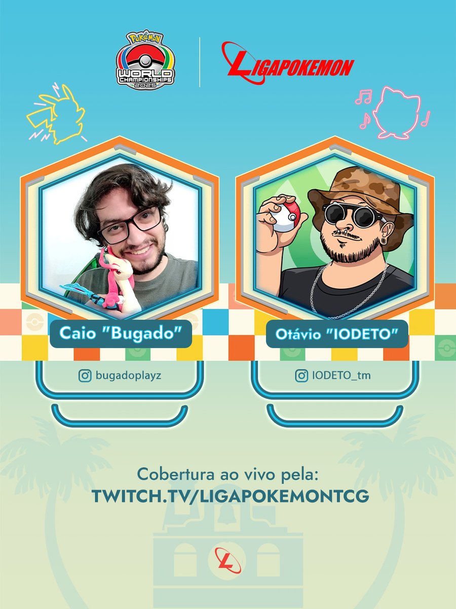 Nesse ano vocês poderão acompanhar o Mundial de Pokémon TCG com a gente pela twitch.tv/ligapokemontcg.

A partir do dia 15, vocês estarão na companhia de @bugadoplayz e <a href="/iodeto_tm/">Boletos</a>, narrando e torcendo com vocês pelos treinadores brasileiros!

#pokemontcg #pokemon #pokemonworlds