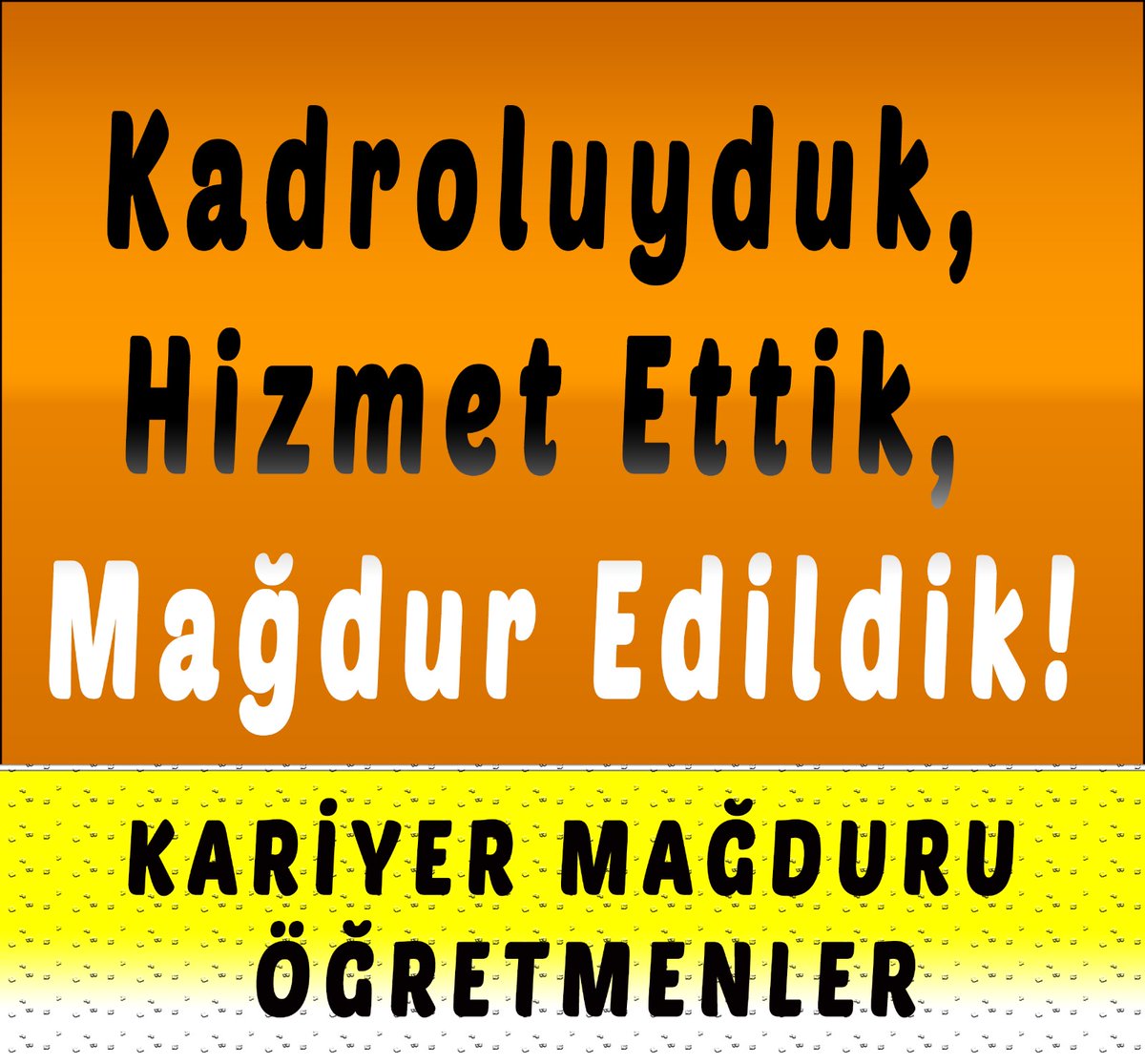 <a href="/serkn_58/">Srkn</a> <a href="/Yusuf__Tekin/">Yusuf Tekin</a> <a href="/EgitimBirSen/">Eğitim-Bir-Sen</a> <a href="/_aliyalcin_/">Ali YALÇIN</a> <a href="/talatyavuz29/">Talat YAVUZ</a> Bizler #kariyermagdurlari öğretmenler artık umudumuz hayalimiz kalmadı <a href="/_aliyalcin_/">Ali YALÇIN</a> <a href="/Yusuf__Tekin/">Yusuf Tekin</a> <a href="/isikhanvedat/">Prof. Dr. Vedat Işıkhan</a> <a href="/csgbakanligi/">T.C. Çalışma ve Sosyal Güvenlik Bakanlığı</a> <a href="/tcmeb/">Millî Eğitim Bakanlığı</a>