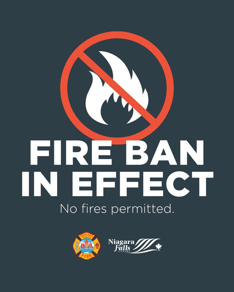 Media Release: Effective Tuesday, August 12, <a href="/NiaFallsFire/">Niagara Falls Fire - Canada</a> Chief Jo Zambito has issued a fire ban throughout the city due to extremely dry conditions. This ban includes open-air burning and consumer fireworks.

Please help keep our community safe by avoiding any activities that