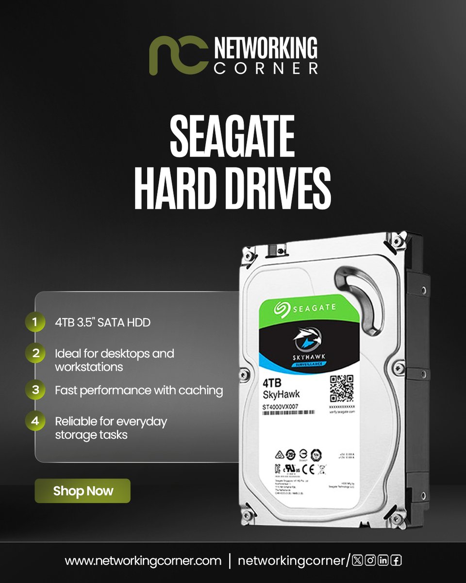 NetworkingCor's tweet image. Top hard drive brands — WD, Seagate, Toshiba, Hitachi.
Performance. Reliability. Secure storage. Shop now: networkingcorner.com/storage-device…
.
.
.
.
.
#HardDrives #DataStorage #InternalHardDrive #NetworkingCorner #StorageDevices #techsolutions 
#InternalHardDrive #ReliableTech