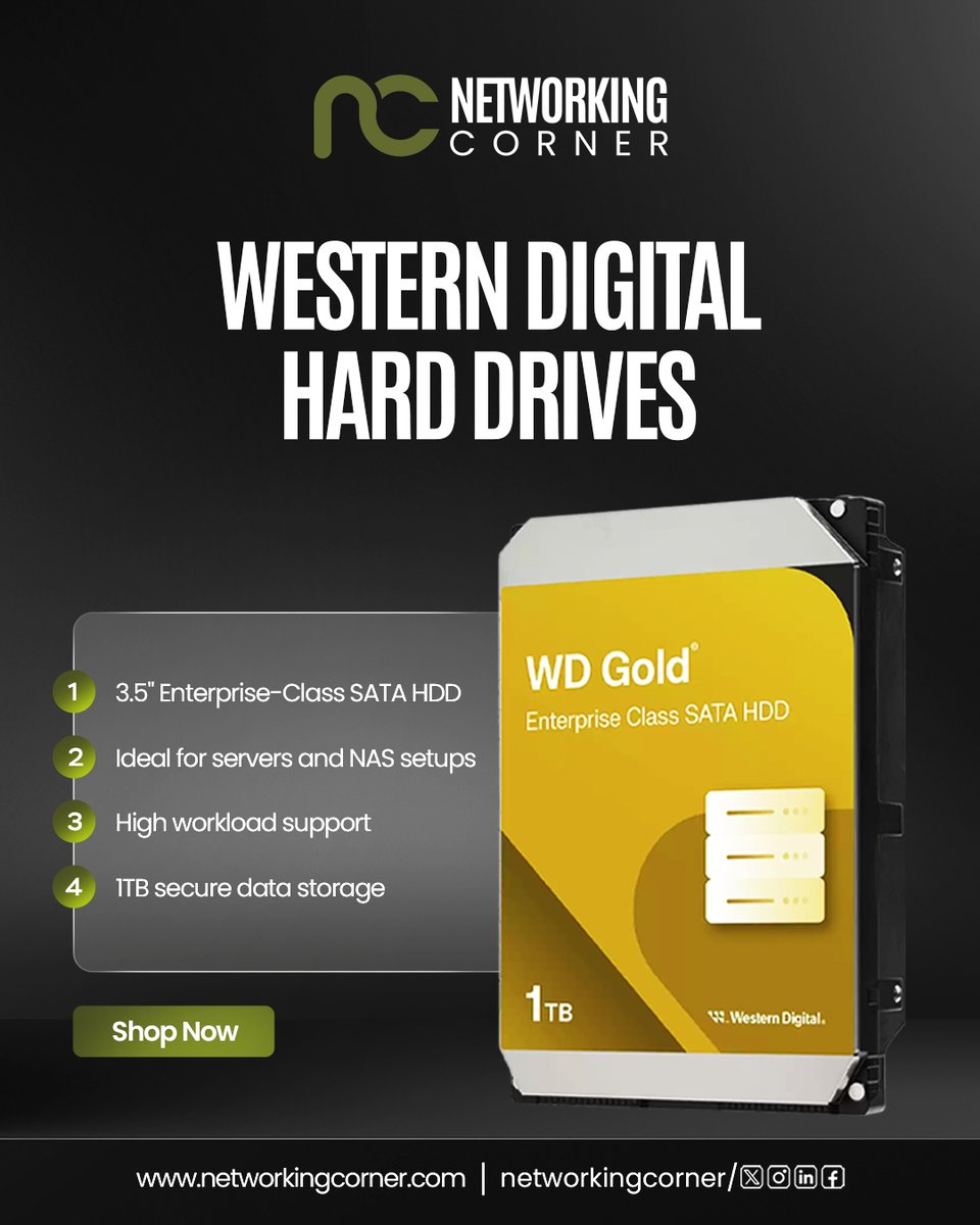 NetworkingCor's tweet image. Top hard drive brands — WD, Seagate, Toshiba, Hitachi.
Performance. Reliability. Secure storage. Shop now: networkingcorner.com/storage-device…
.
.
.
.
.
#HardDrives #DataStorage #InternalHardDrive #NetworkingCorner #StorageDevices #techsolutions 
#InternalHardDrive #ReliableTech
