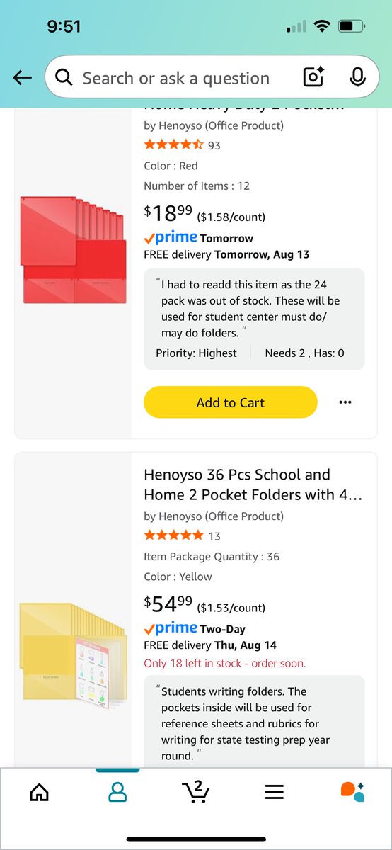 Today’s goal #clearthelist:
These folders are my HIGHEST need right now, with back to school approaching in the next week. I want to be able to prep students writing and center folders before the first day. #teacherwishlist #AdoptATeacher #Teachersof𝕏 

amazon.com/hz/wishlist/ls…